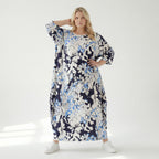  Ballonkleid von AKH Fashion aus Viskose, 1574.01926, Weiß/Marine/Blau, Blumen, Schick