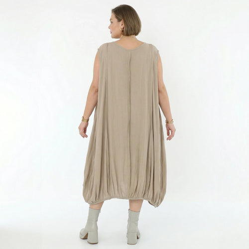 Ballonkleid von AKH Fashion aus Viskose, 1576.02288, Beige, Ausgefallen, Zeitlos, Schick