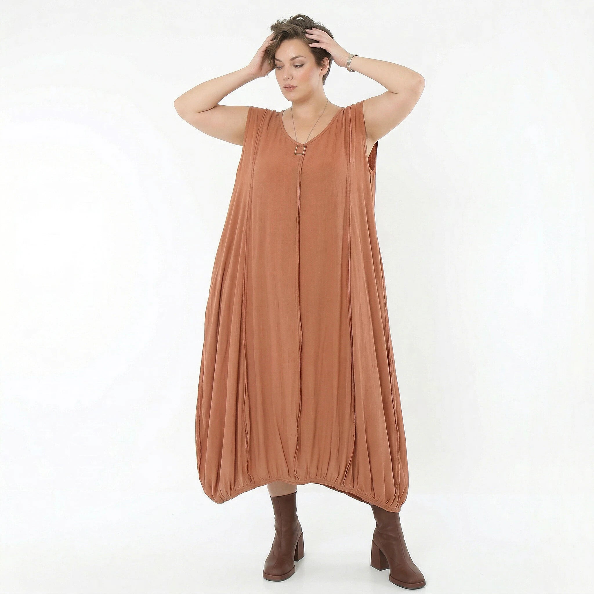 Ballonkleid von AKH Fashion aus Viskose, 1576.02288, Mauve, Ausgefallen, Zeitlos, Schick