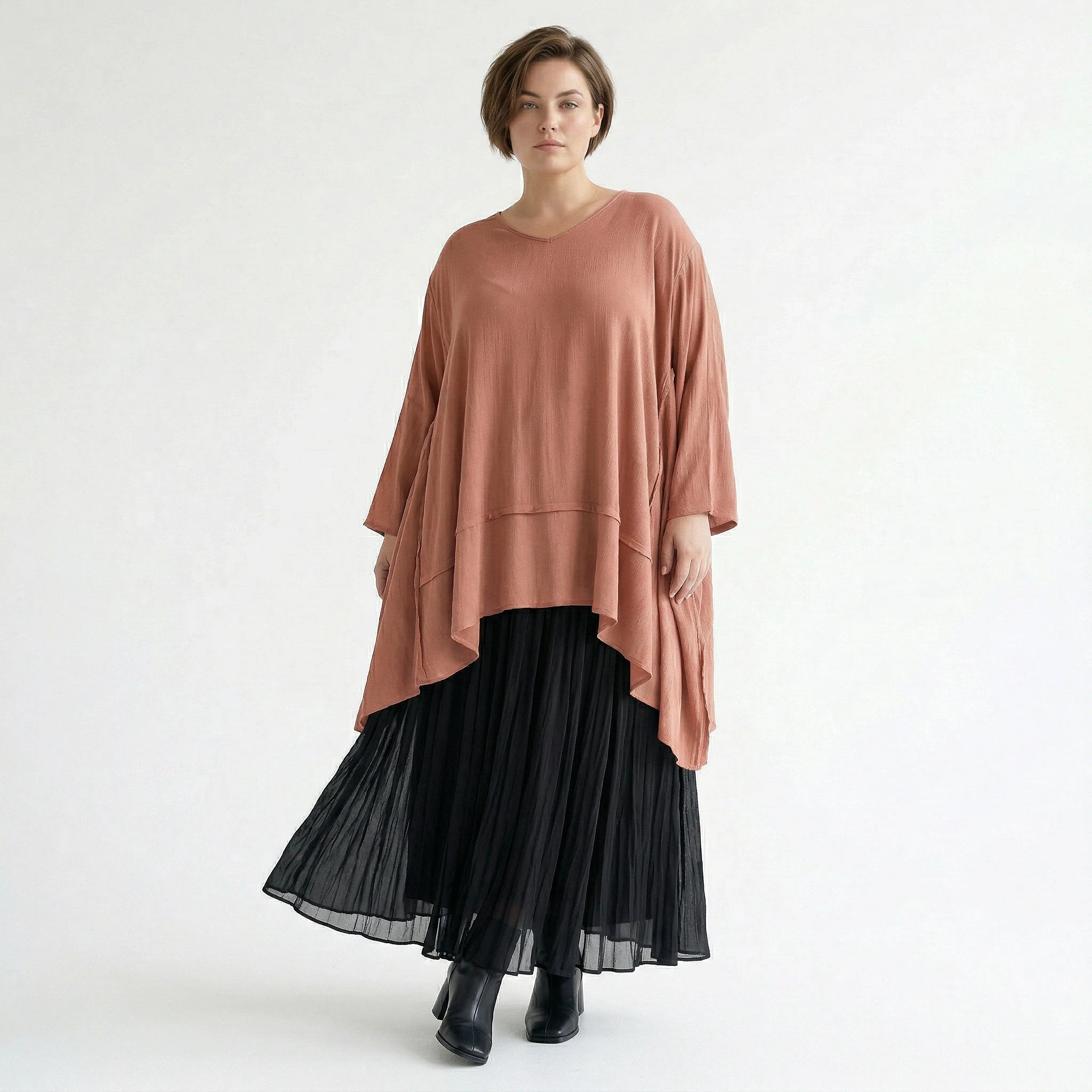 A-Form Bigshirt von AKH Fashion aus Viskose, 1576.05593, Mauve, Ausgefallen, Zeitlos, Schick