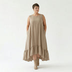 A-Form Kleid von AKH Fashion aus Viskose, 1576.07023, Beige, Ausgefallen, Zeitlos, Schick