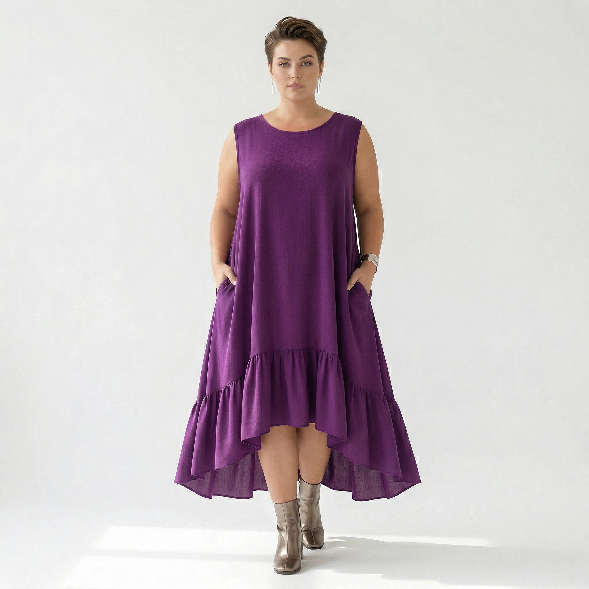 A-Form Kleid von AKH Fashion aus Viskose, 1576.07023, Lila, Ausgefallen, Zeitlos, Schick