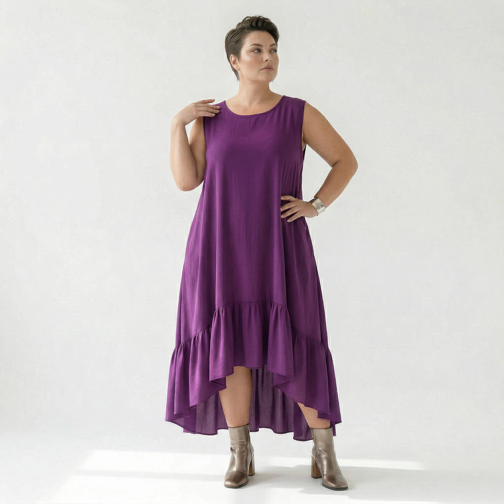 A-Form Kleid von AKH Fashion aus Viskose, 1576.07023, Lila, Ausgefallen, Zeitlos, Schick