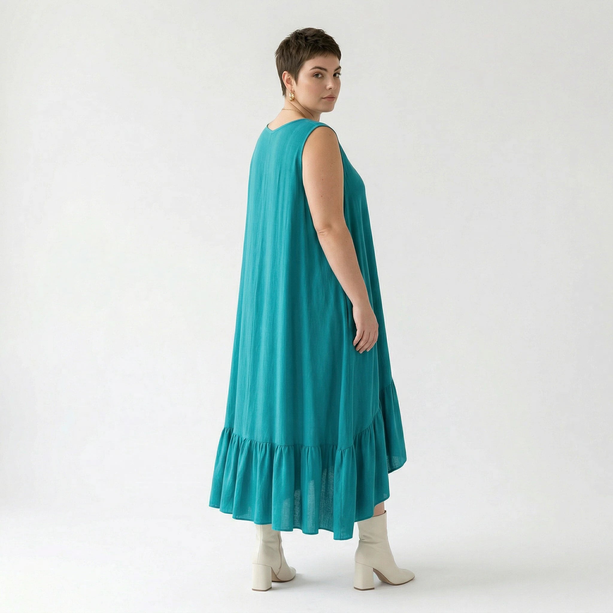 A-Form Kleid von AKH Fashion aus Viskose, 1576.07023, Petrol, Ausgefallen, Zeitlos, Schick