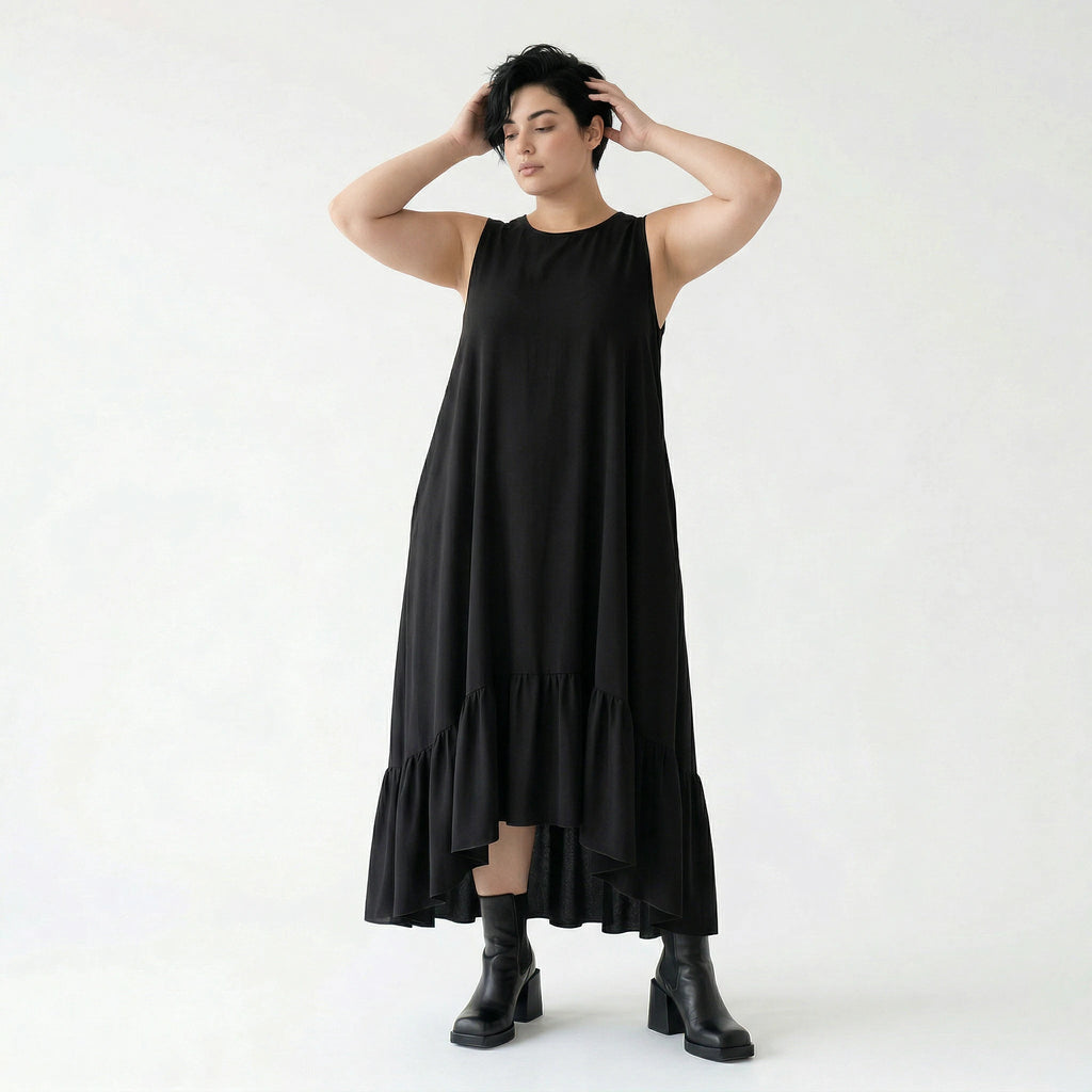 A-Form Kleid von AKH Fashion aus Viskose, 1576.07023, Schwarz, Ausgefallen, Zeitlos