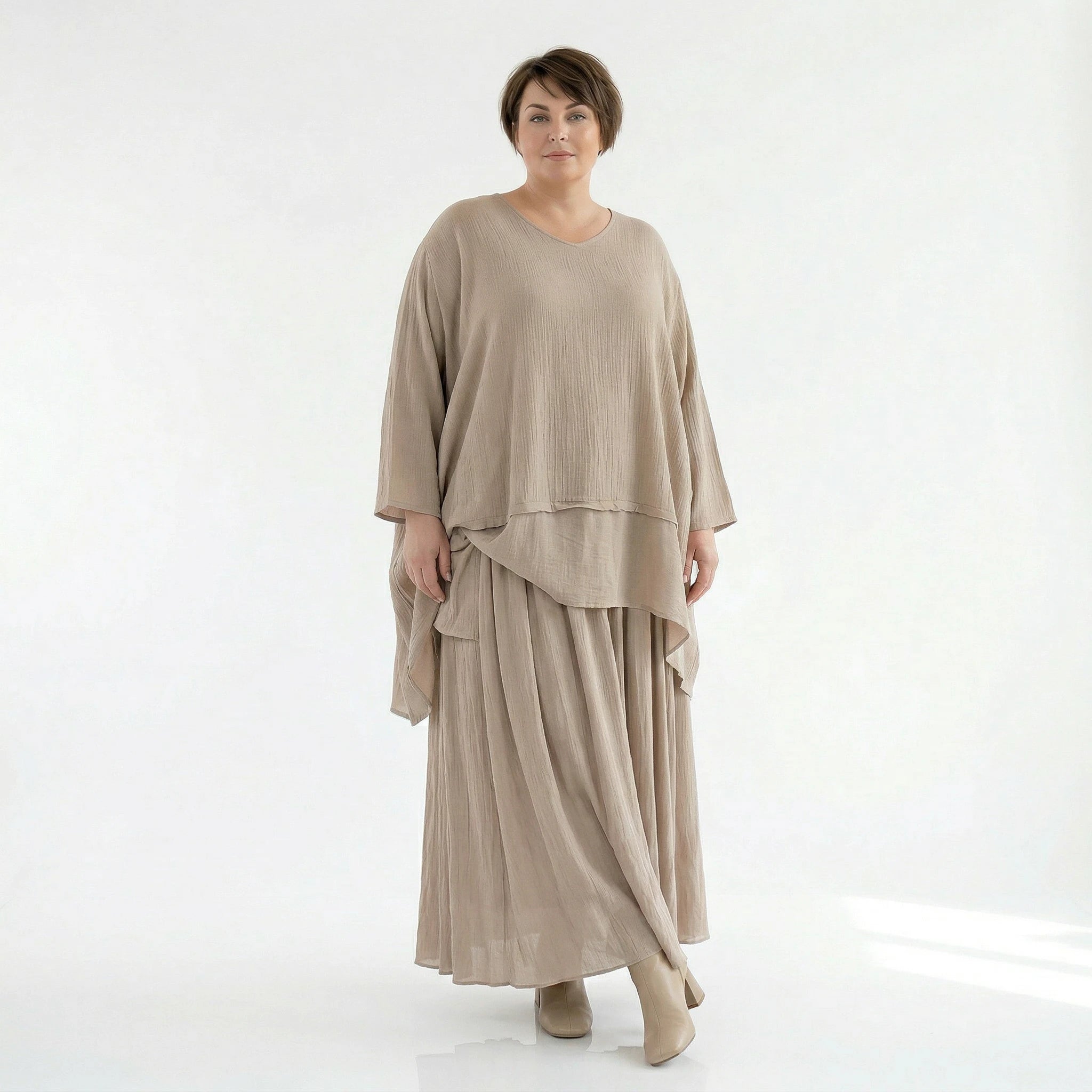 A-Form Rock von AKH Fashion aus Viskose, 1576.07186, Beige, Ausgefallen, Zeitlos, Schick