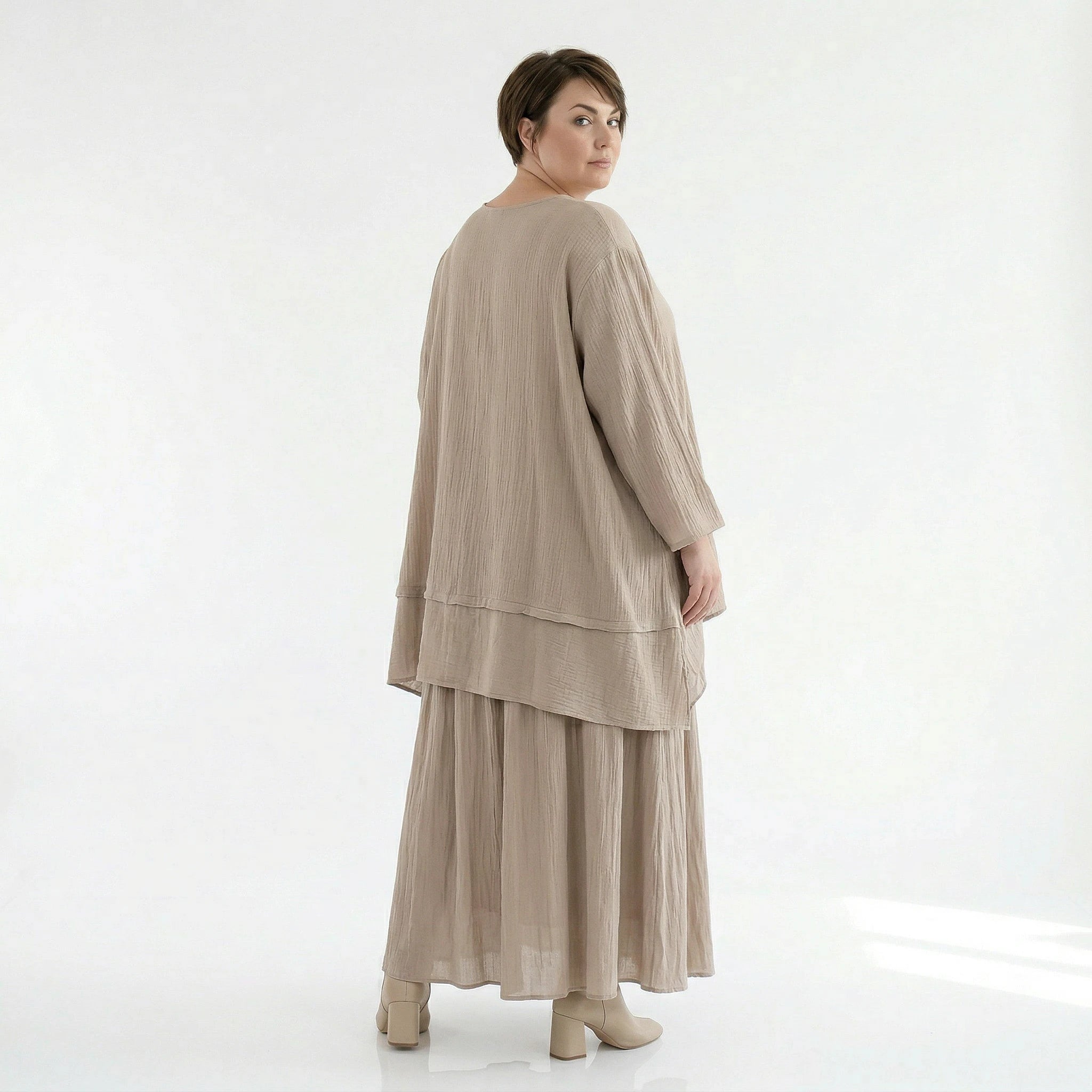 A-Form Rock von AKH Fashion aus Viskose, 1576.07186, Beige, Ausgefallen, Zeitlos, Schick