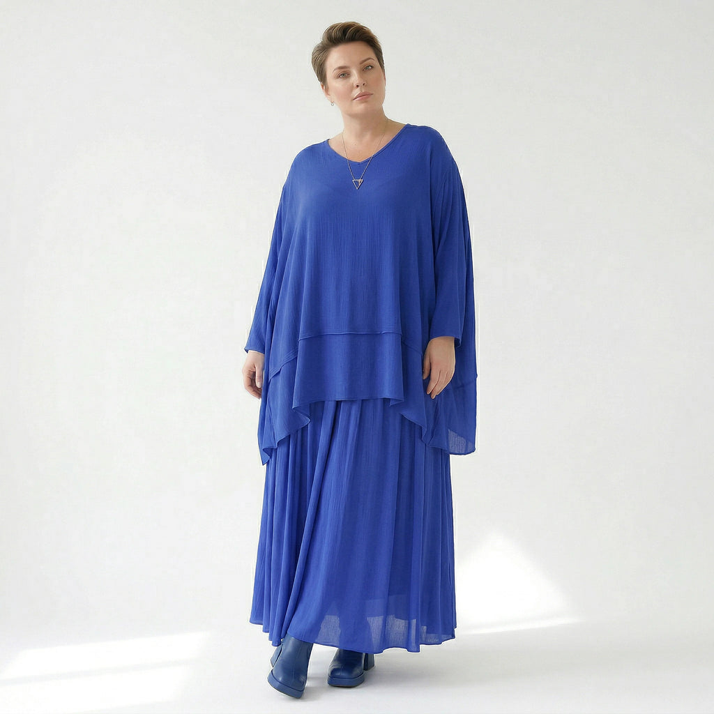 A-Form Rock von AKH Fashion aus Viskose, 1576.07186, Royalblau, Ausgefallen, Zeitlos