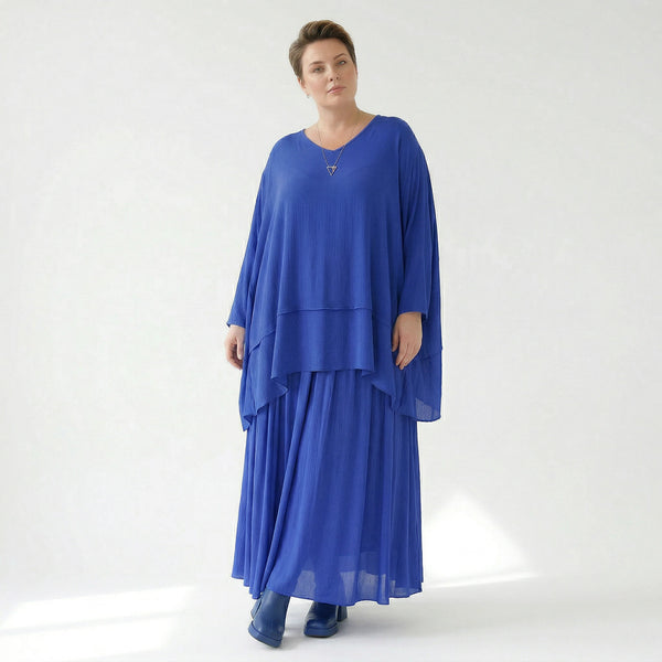 A-Form Rock von AKH Fashion aus Viskose, 1576.07186, Royalblau, Ausgefallen, Zeitlos