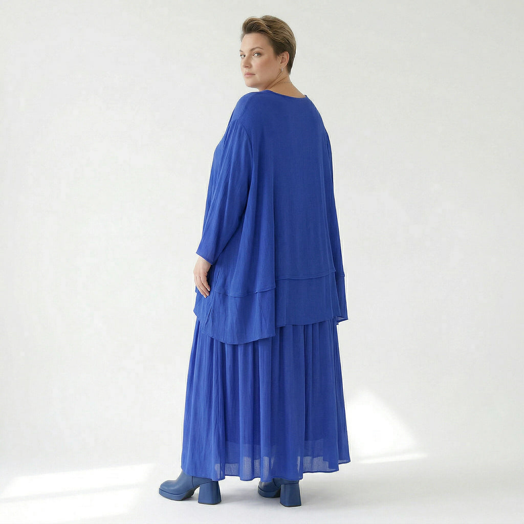 A-Form Rock von AKH Fashion aus Viskose, 1576.07186, Royalblau, Ausgefallen, Zeitlos