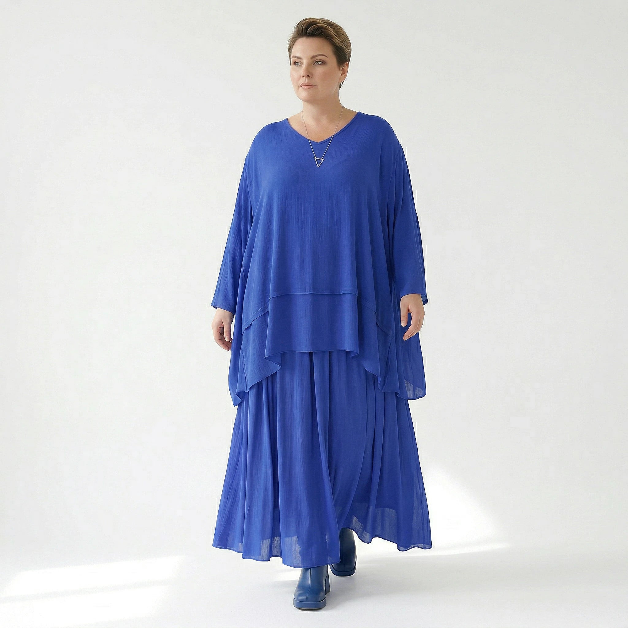 A-Form Rock von AKH Fashion aus Viskose, 1576.07186, Royalblau, Ausgefallen, Zeitlos