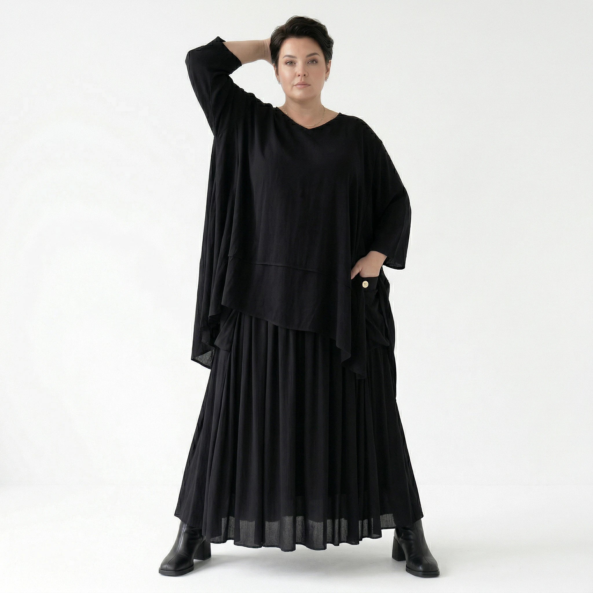 A-Form Rock von AKH Fashion aus Viskose, 1576.07186, Schwarz, Ausgefallen, Zeitlos, Schick