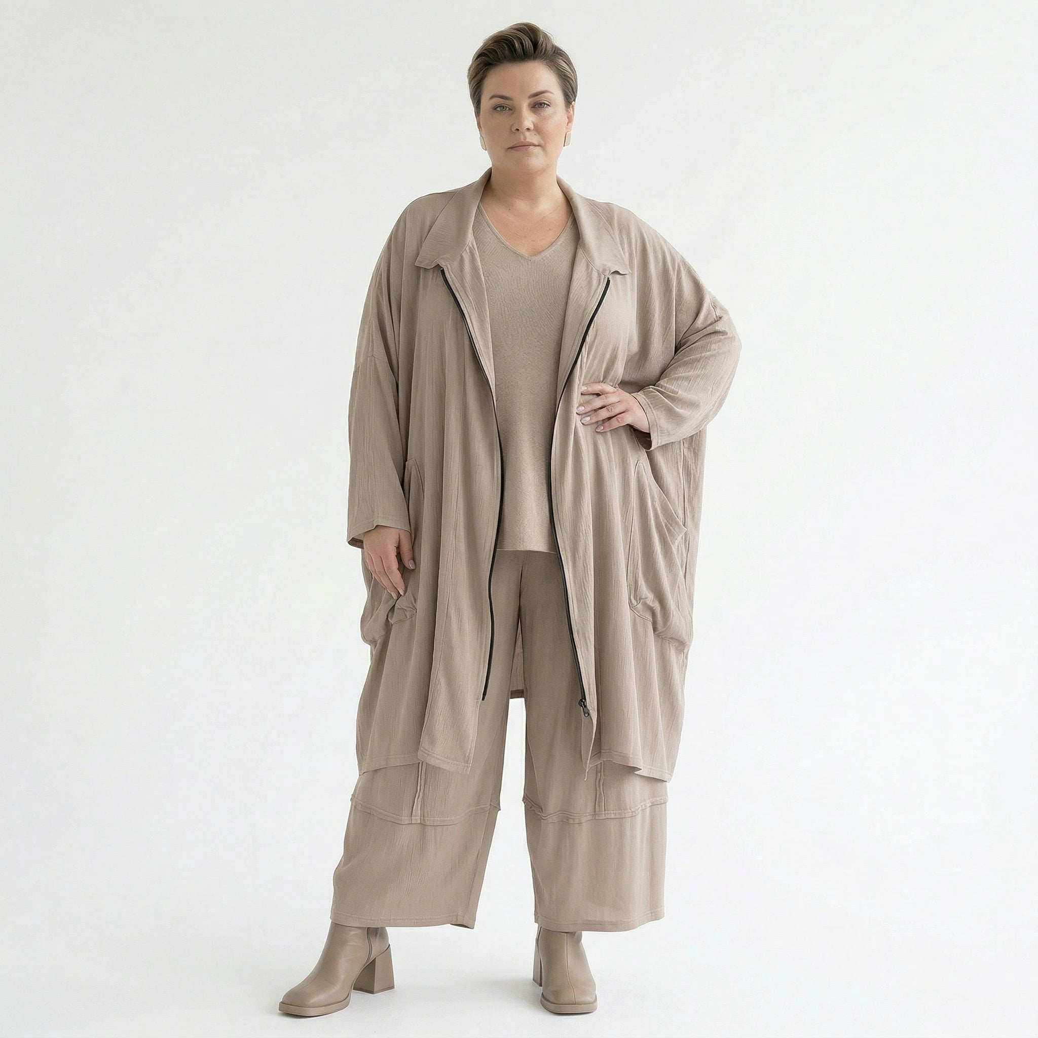 Ballonhose von AKH Fashion aus Viskose, 1576.07189, Beige, Ausgefallen, Zeitlos, Schick