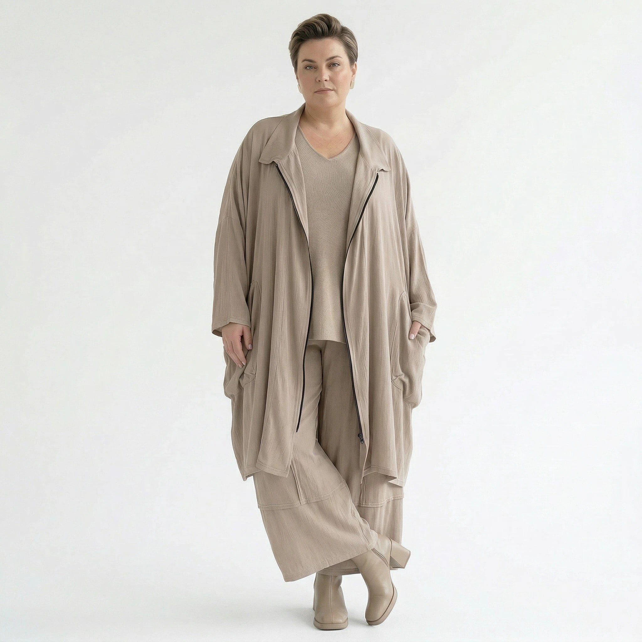 Ballonhose von AKH Fashion aus Viskose, 1576.07189, Beige, Ausgefallen, Zeitlos, Schick