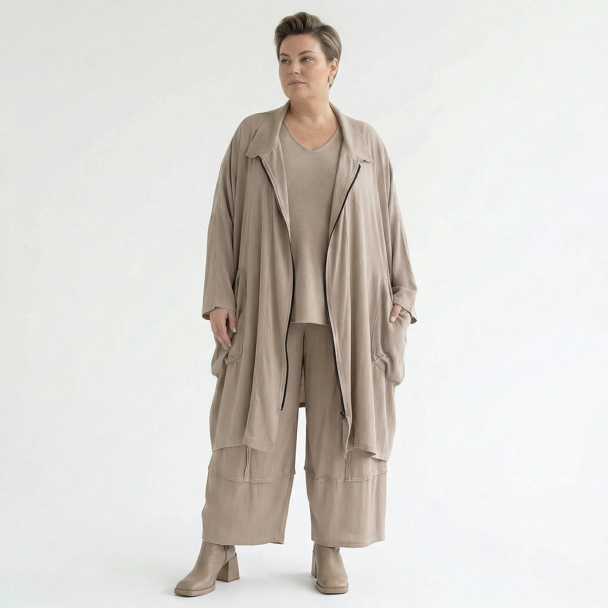 Ballonhose von AKH Fashion aus Viskose, 1576.07189, Beige, Ausgefallen, Zeitlos, Schick