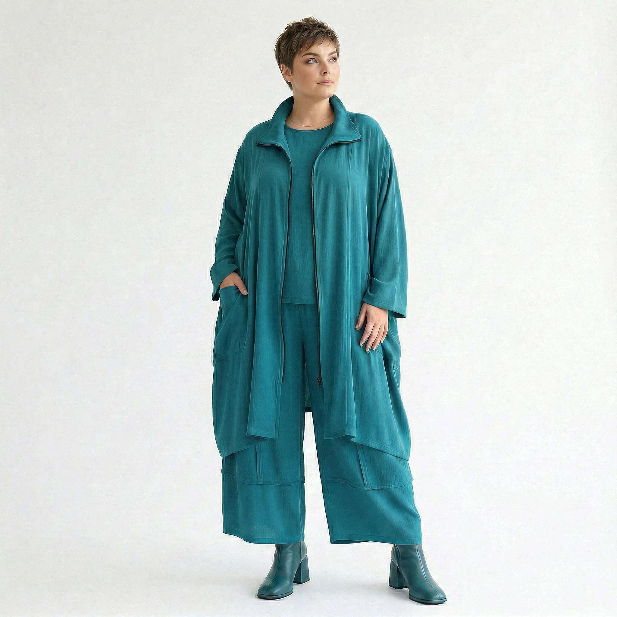 Ballonhose von AKH Fashion aus Viskose, 1576.07189, Petrol, Ausgefallen, Zeitlos, Schick