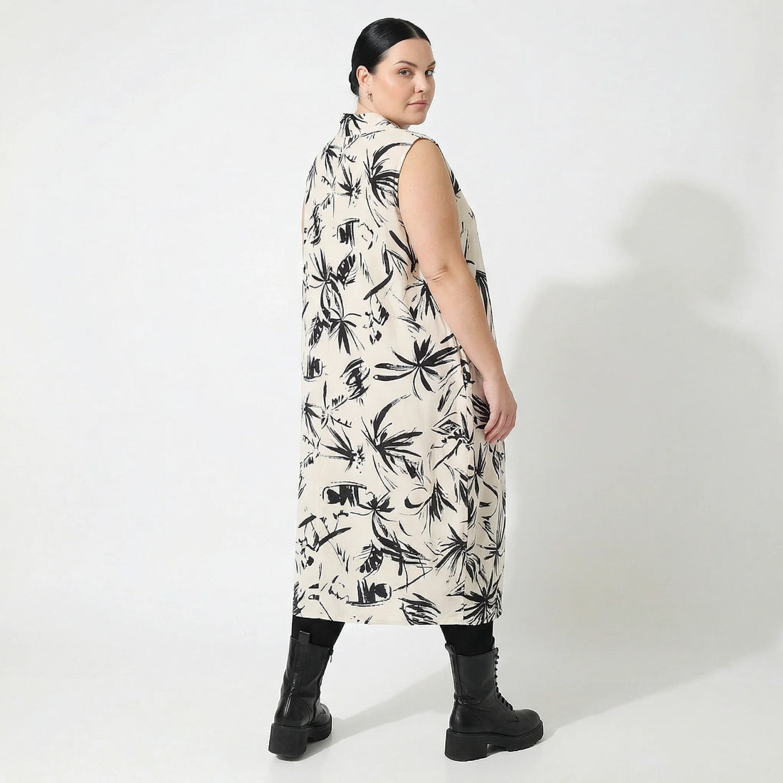 Ballonkleid von AKH Fashion aus Baumwolle, 1578.07072, Ecru/Schwarz, Blumen, Ausgefallen