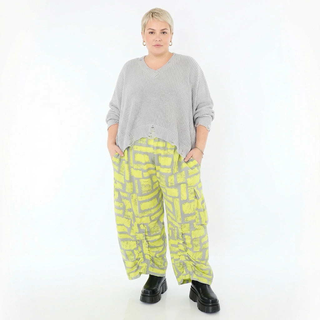 Ballonhose von AKH Fashion aus Baumwolle, 1580.07181, Gelb/Grau, Ziegelsteine, Schick