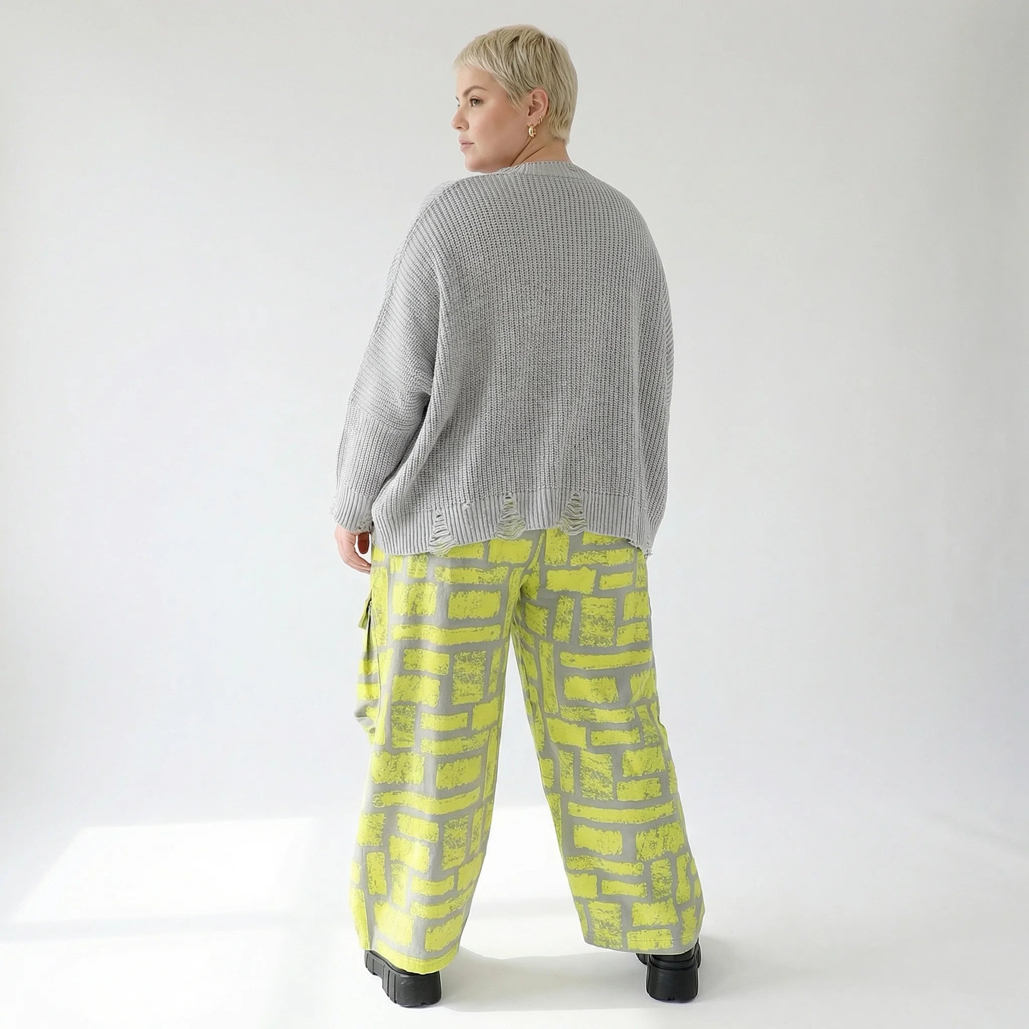 Ballonhose von AKH Fashion aus Baumwolle, 1580.07181, Gelb/Grau, Ziegelsteine, Schick