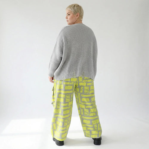 Ballonhose von AKH Fashion aus Baumwolle, 1580.07181, Gelb/Grau, Ziegelsteine, Schick