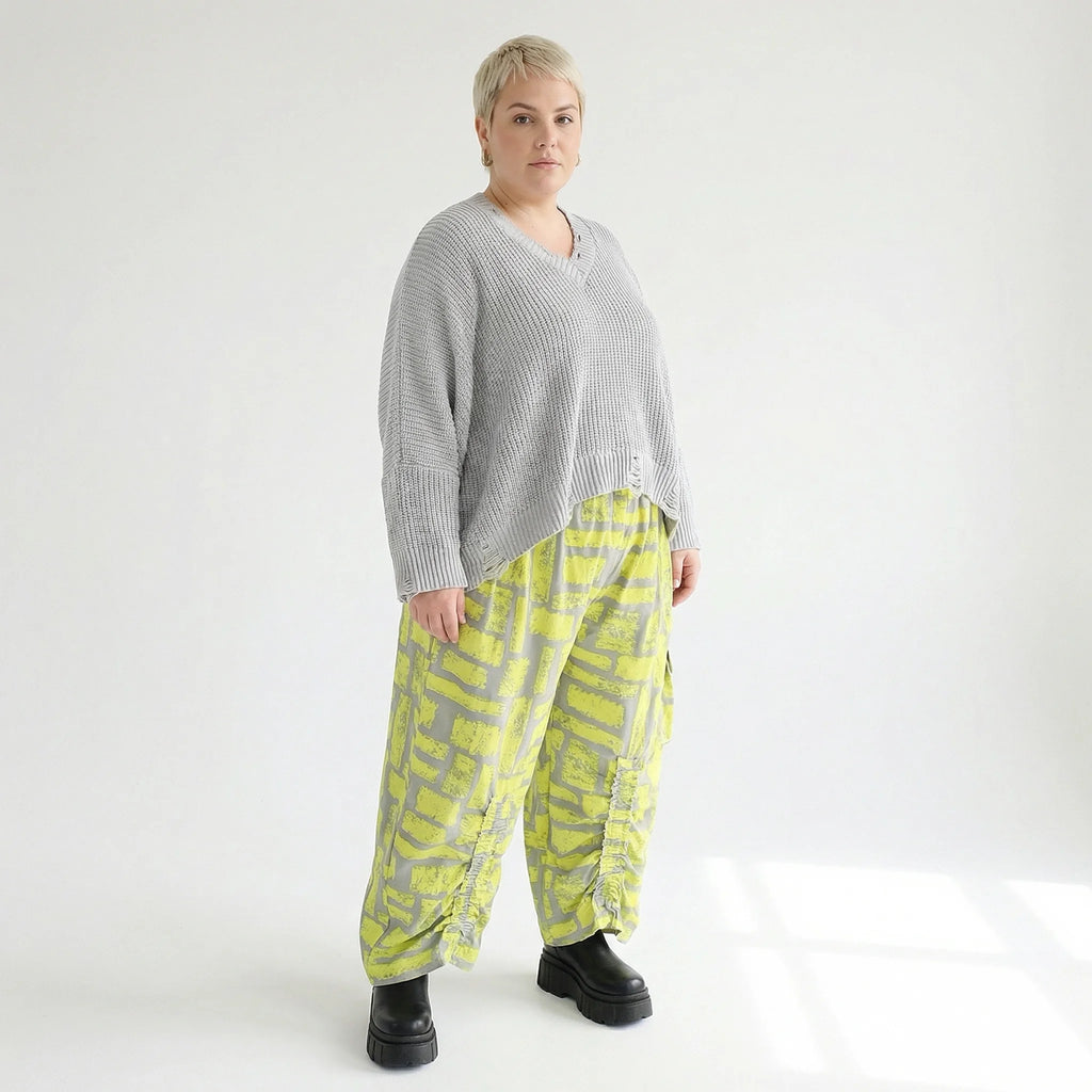 Ballonhose von AKH Fashion aus Baumwolle, 1580.07181, Gelb/Grau, Ziegelsteine, Schick