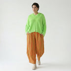Ballon Hose im außergewöhnlichen Lagenlook aus leichter Baumwolle mit Flügeltaschen, Orange/Apfelgrün