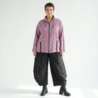 Kastige Oversize Jacke in luftig leichter Leinen Optik, ausgefallen im Lagenlook, Fuchsia/Mint