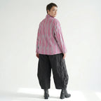 Kastige Oversize Jacke in luftig leichter Leinen Optik, ausgefallen im Lagenlook, Fuchsia/Mint