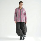 Kastige Oversize Jacke in luftig leichter Leinen Optik, ausgefallen im Lagenlook, Fuchsia/Mint