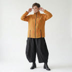 Luftige Oversize Jacke im Lagenlook aus Baumwolle und Viskose mit Blockstreifen, Orange/Apfelgrün