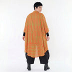 Luftiger Oversize Mantel in stilvoller A-Form sorgt mit Blockstreifen für einen ausgefallenen Lagenlook, Orange/Apfelgrün
