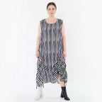Luftiges Ballon Kleid mit ausgefallenem Lagenlook, raffiniert gerafft, angenehm leicht, Marine/Weiß