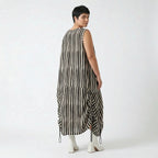 Luftiges Oversize Ballonkleid mit raffiniertem Lagenlook und zeitlosen Blockstreifen , Schwarz/Weiß