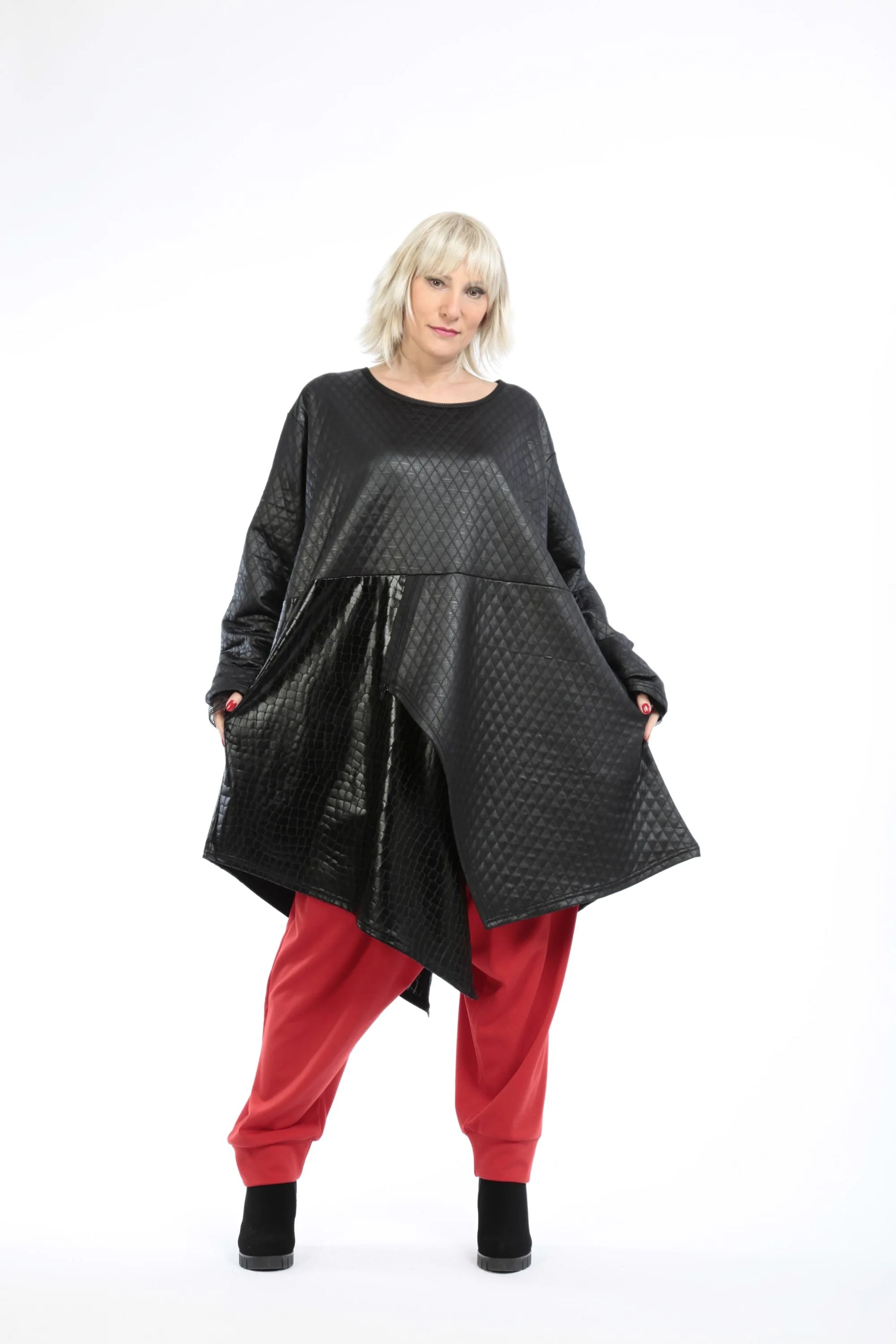  Bigshirt von AKH Fashion aus Viskose in asymmetrischer Form, 1222.06894, Schwarz, Ausgefallen