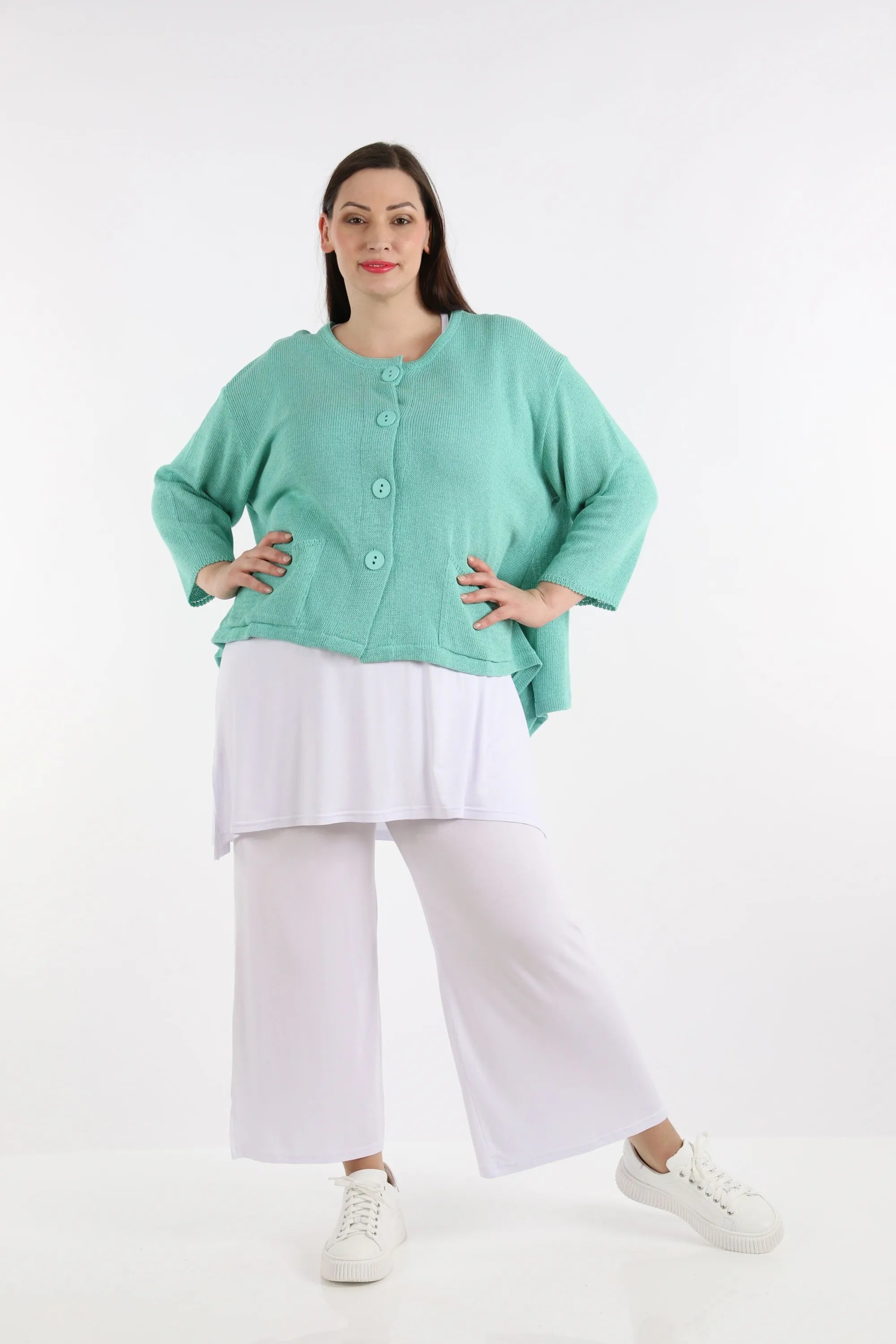  A-Form Jacke von AKH Fashion aus Baumwolle, 1110.00118, Mint, Schick, Modern, Bequem
