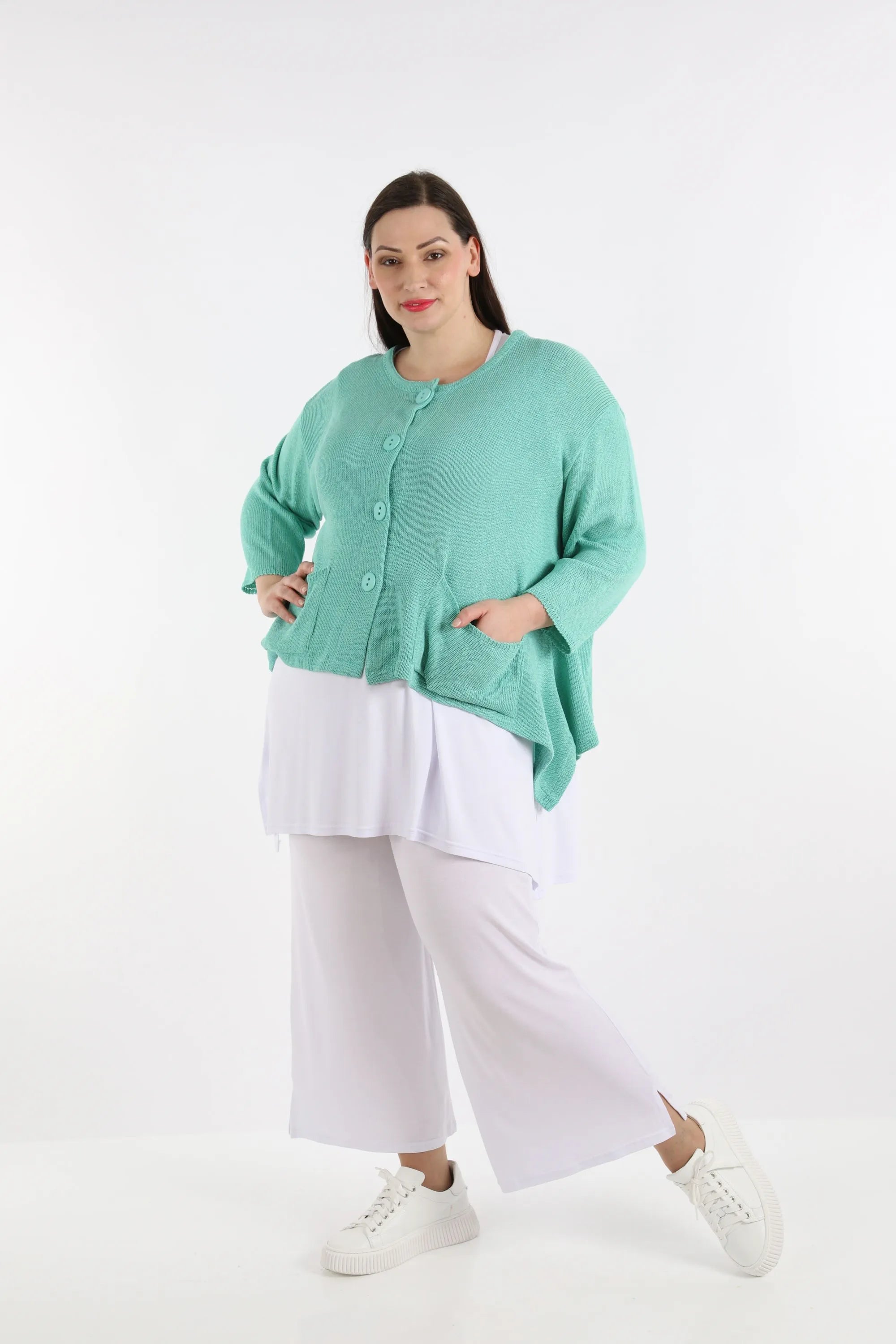  A-Form Jacke von AKH Fashion aus Baumwolle, 1110.00118, Mint, Schick, Modern, Bequem