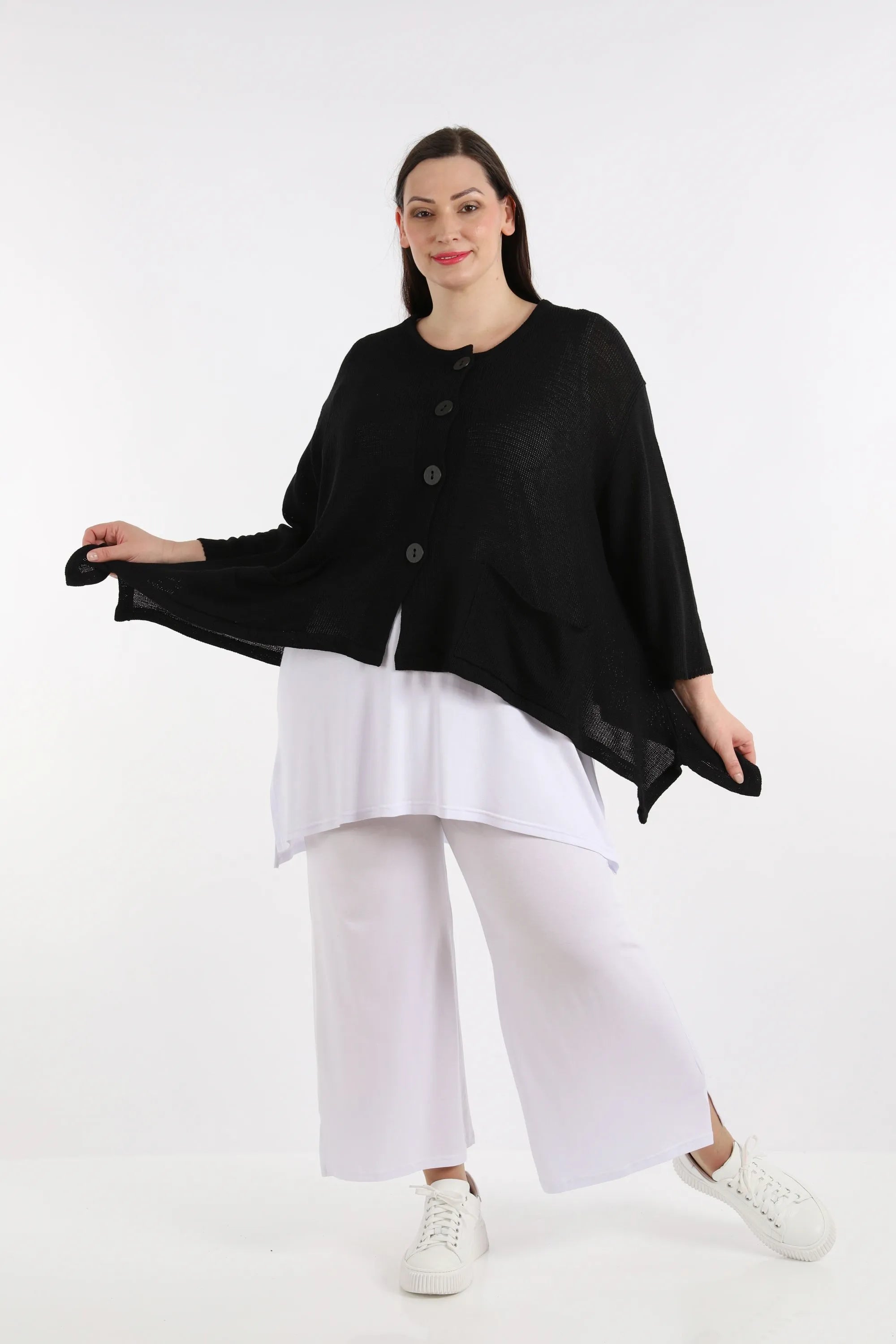  A-Form Jacke von AKH Fashion aus Baumwolle, 1110.00118, Schwarz, Schick, Modern, Bequem