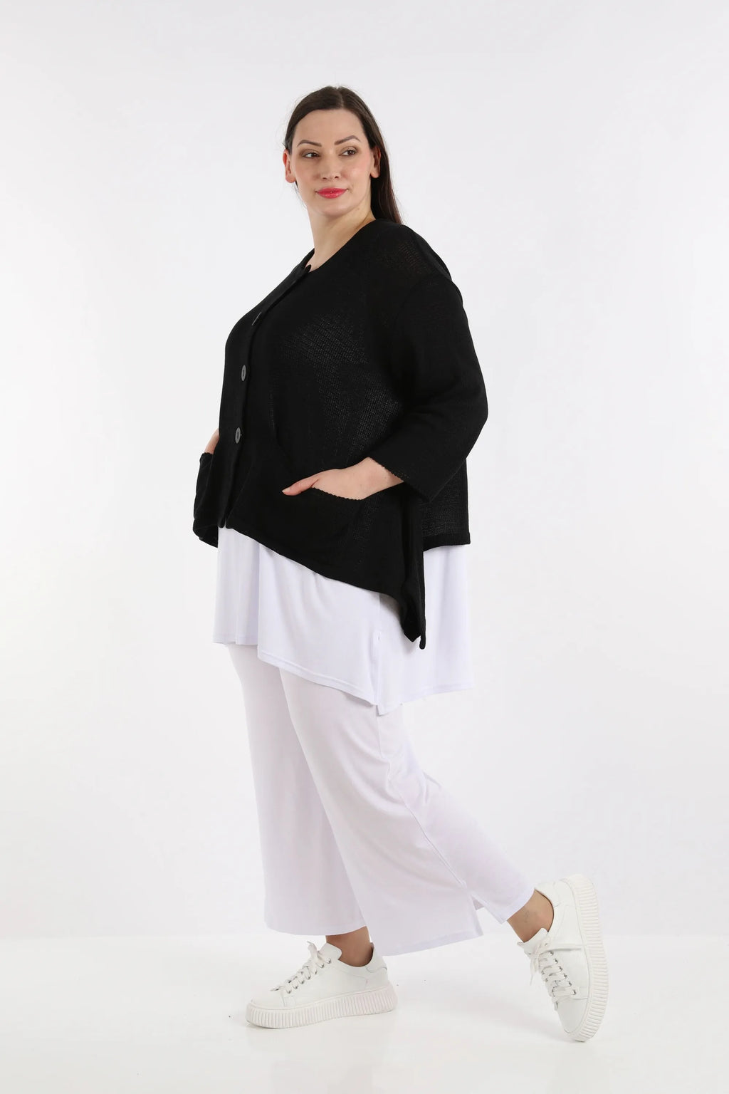  A-Form Jacke von AKH Fashion aus Baumwolle, 1110.00118, Schwarz, Schick, Modern, Bequem