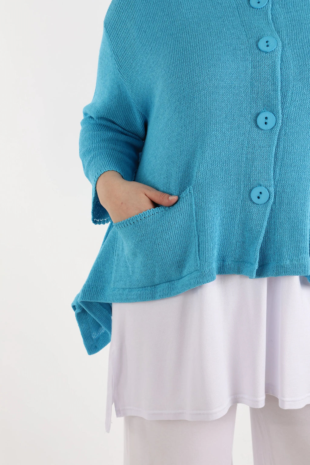  A-Form Jacke von AKH Fashion aus Baumwolle, 1110.00118, Türkisblau, Schick, Modern, Bequem