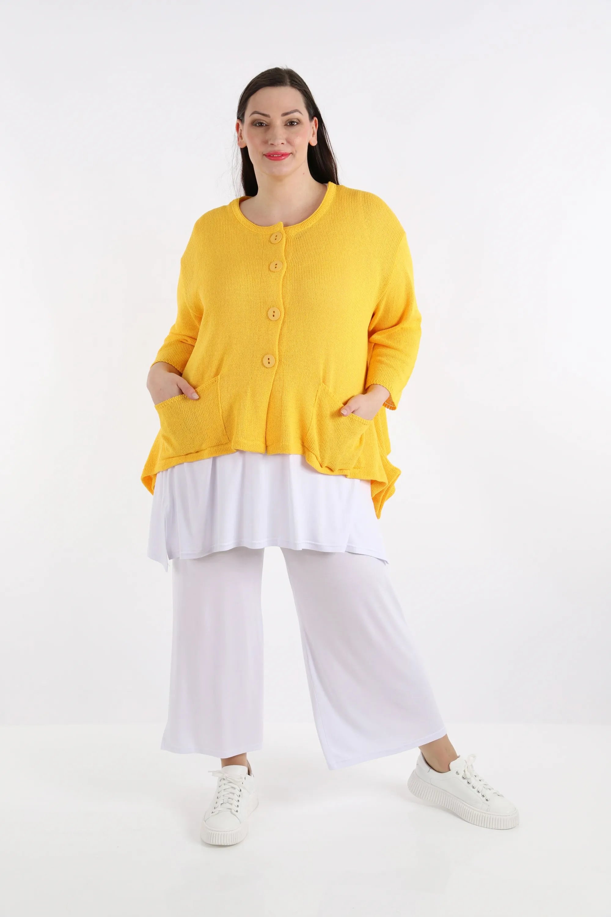  A-Form Jacke von AKH Fashion aus Baumwolle, 1110.00118, Gelb, Schick, Modern, Bequem