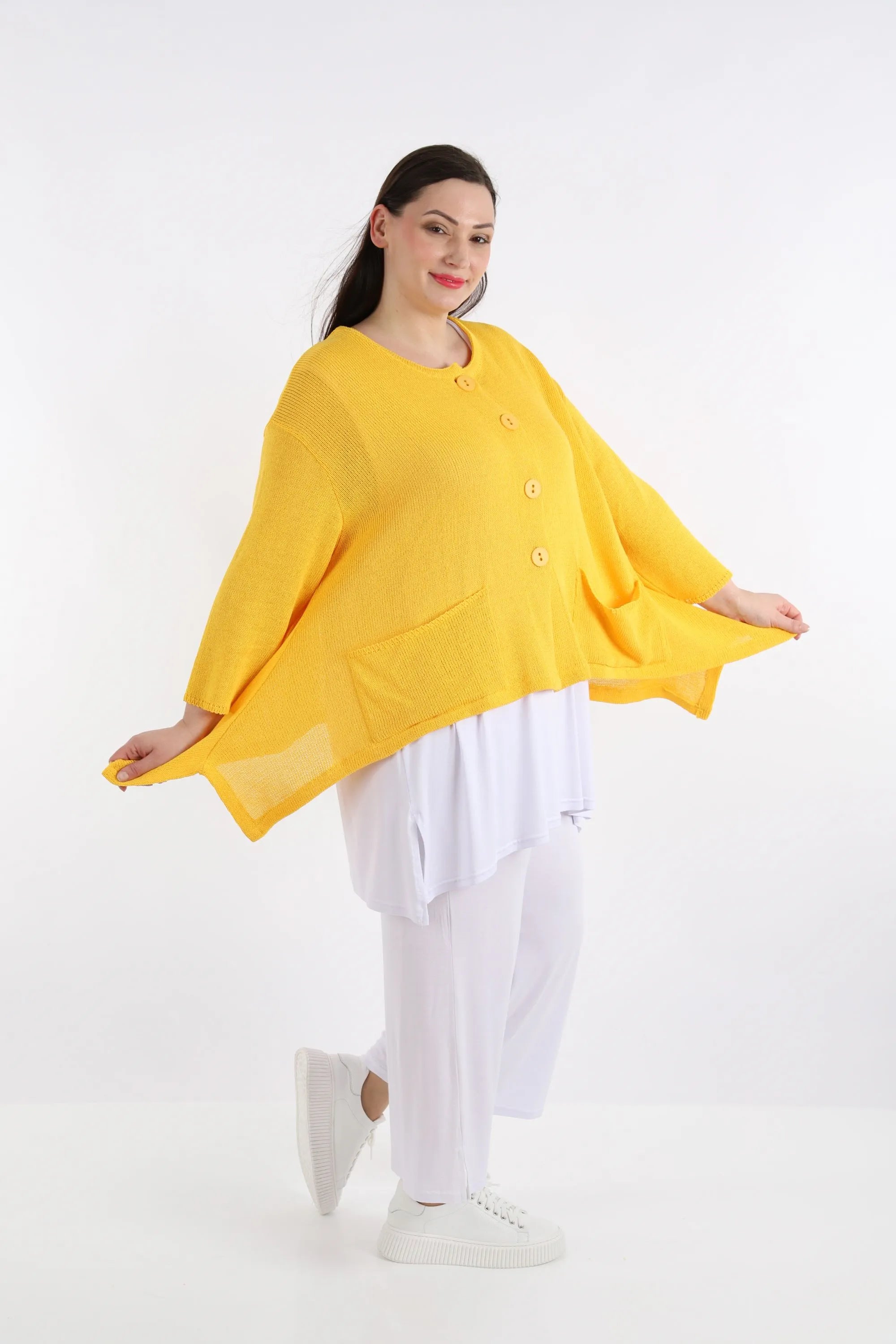  A-Form Jacke von AKH Fashion aus Baumwolle, 1110.00118, Gelb, Schick, Modern, Bequem