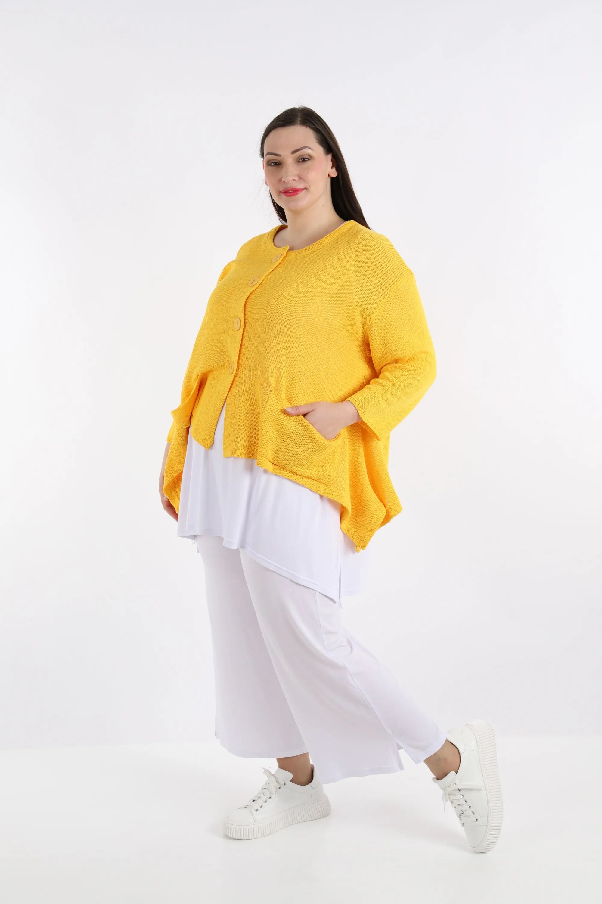  A-Form Jacke von AKH Fashion aus Baumwolle, 1110.00118, Gelb, Schick, Modern, Bequem