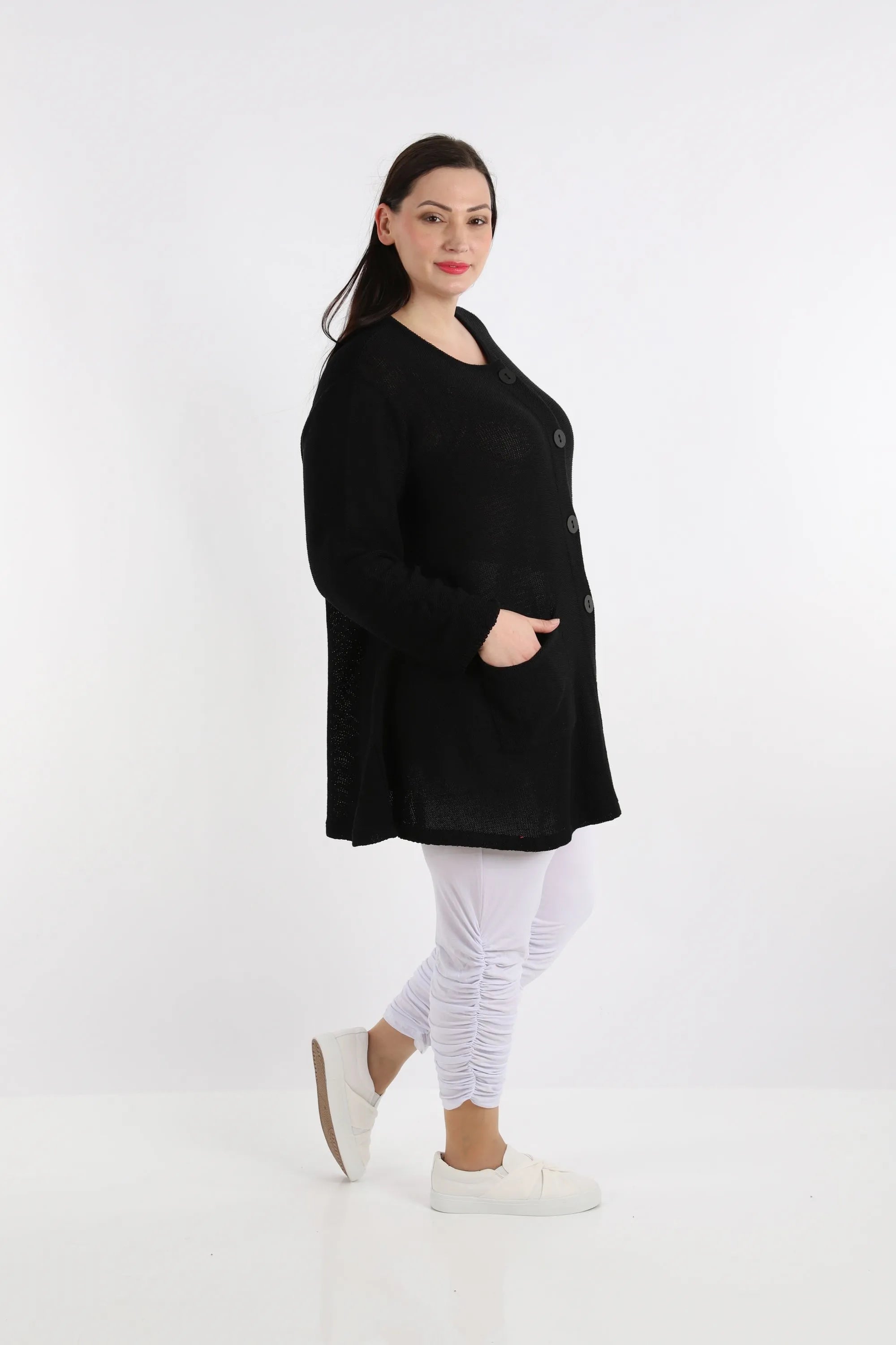  A-Form Jacke von AKH Fashion aus Baumwolle, 1110.01382, Schwarz, Schick, Modern, Bequem