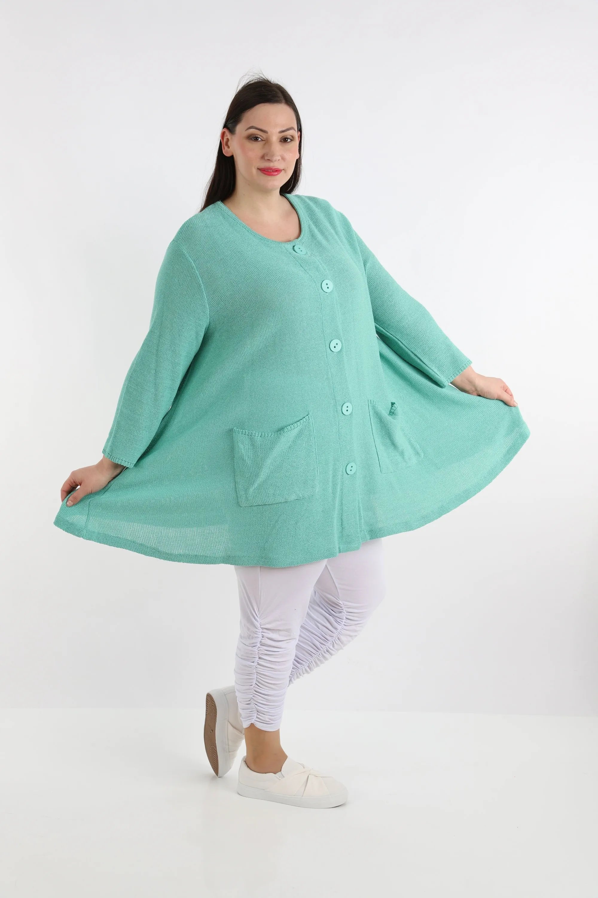  A-Form Jacke von AKH Fashion aus Baumwolle, 1110.01382, Mint, Schick, Modern, Bequem