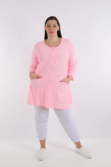 A-Form Jacke von AKH Fashion aus Baumwolle, 1110.01382, Rosa, Unifarben, Schick, Modern