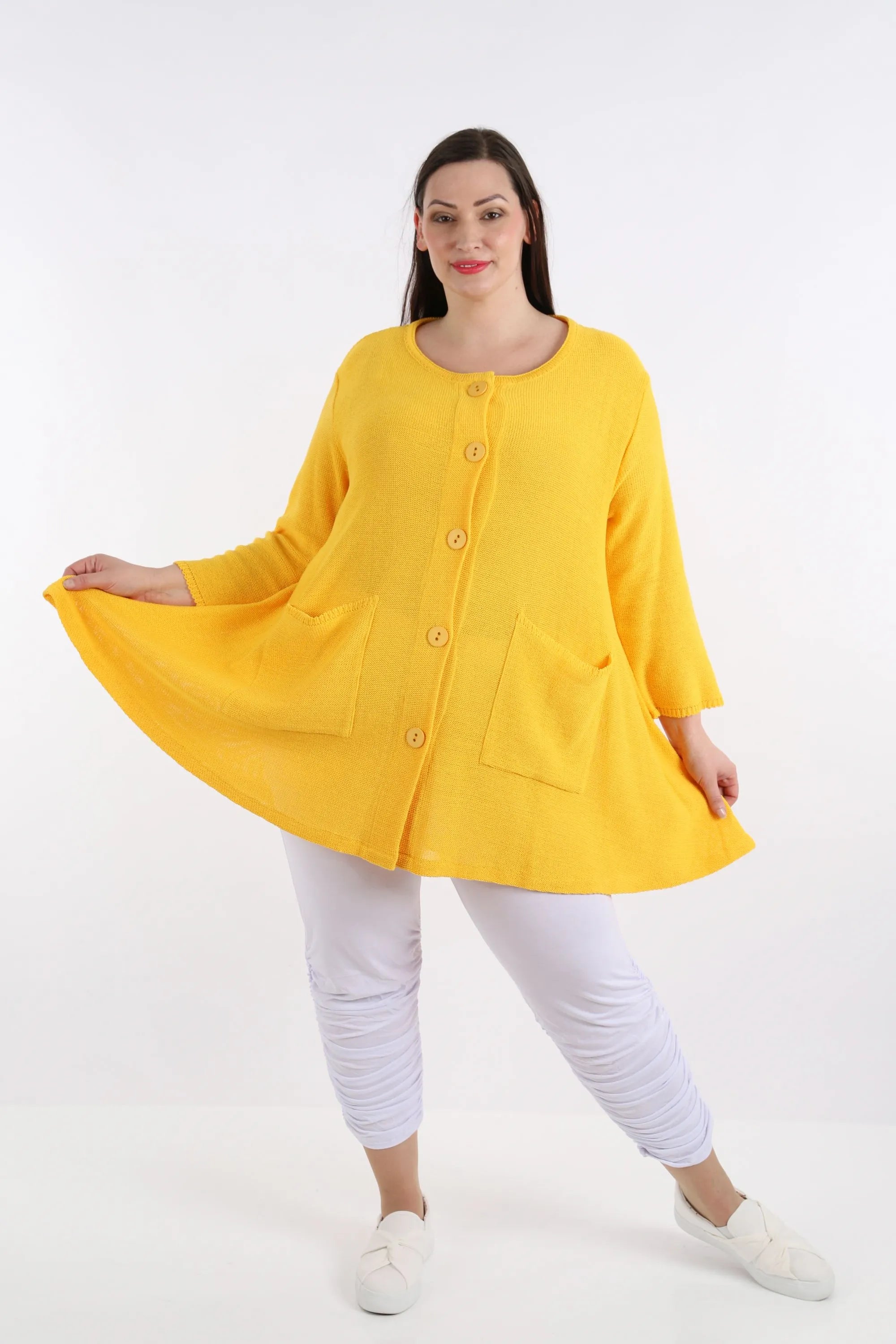  A-Form Jacke von AKH Fashion aus Baumwolle, 1110.01382, Gelb, Schick, Modern, Bequem