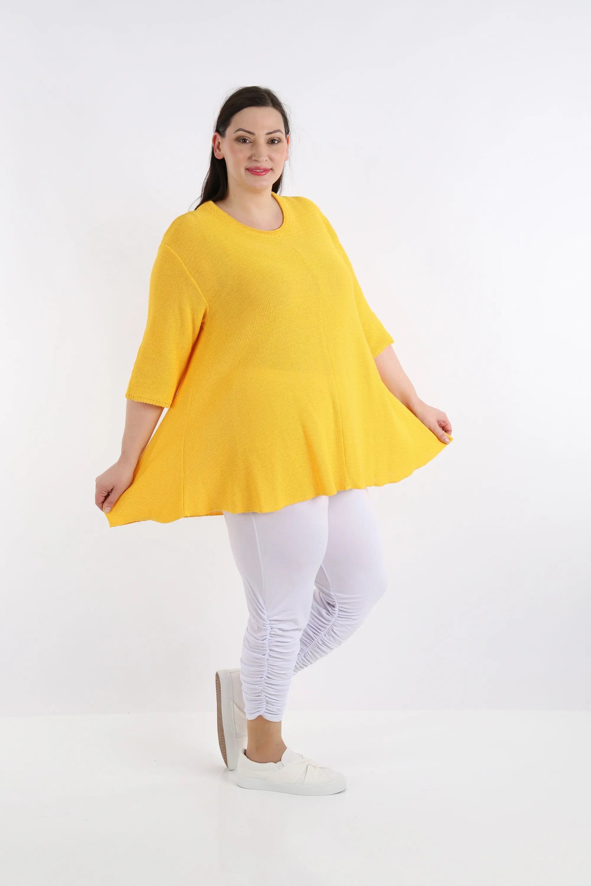  AKH Fashion Shirt in Glocken-Form, aus Baumwolle, 1110.01892, Gelb, Schick, Modern, Bequem