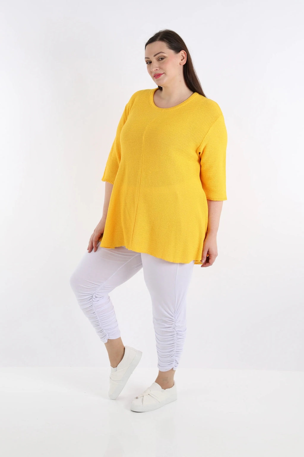  AKH Fashion Shirt in Glocken-Form, aus Baumwolle, 1110.01892, Gelb, Schick, Modern, Bequem