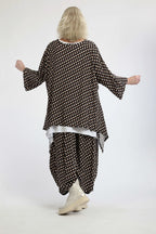  A-Form Bigshirt von AKH Fashion aus Viskose, 1244.06588, Marineblau-Cognac, Punkte, Schick