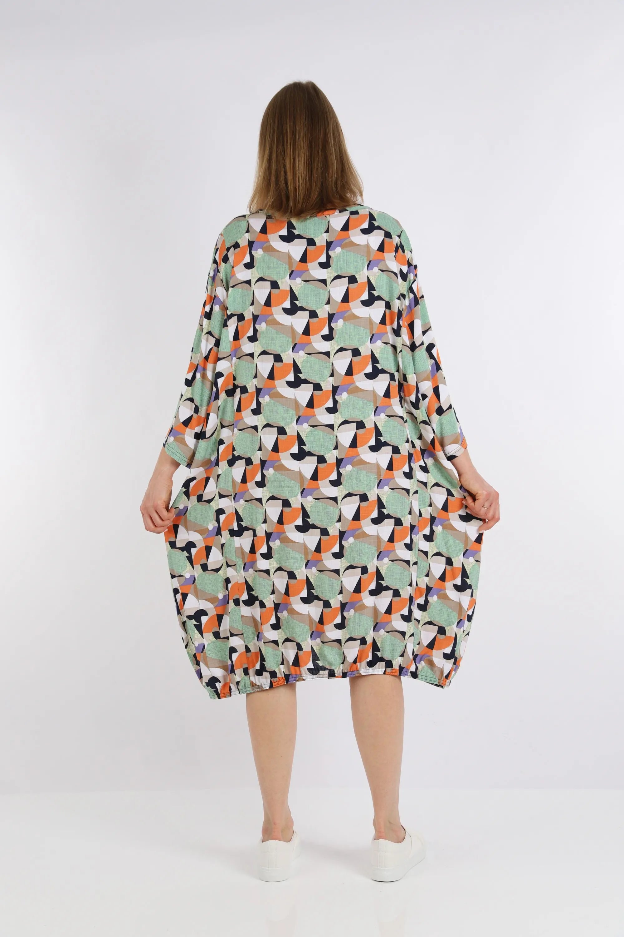  Ballonkleid von AKH Fashion aus Viskose, 1251.06840, Lime-Grün-Orange, Grafik, Schick